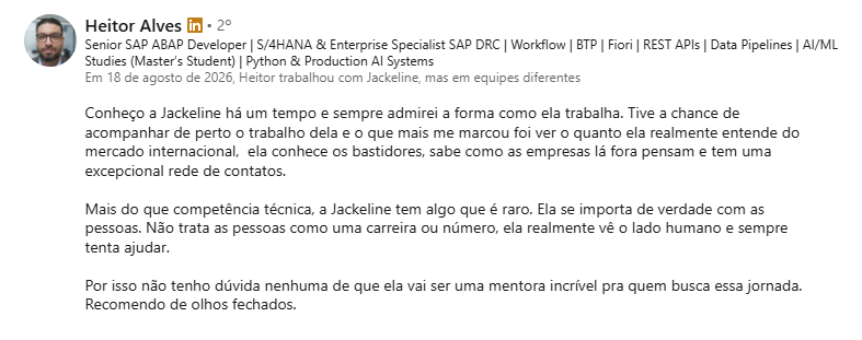 Recomendação de Heitor Alves no LinkedIn