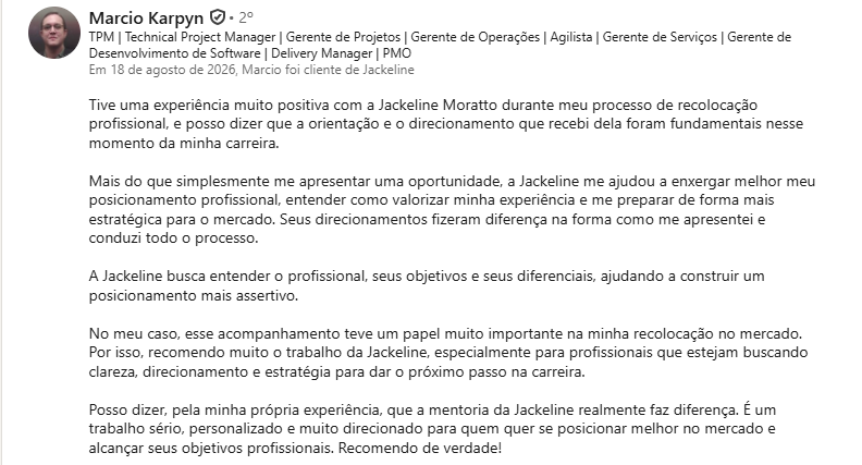 Recomendação de Marcio Karpyn no LinkedIn